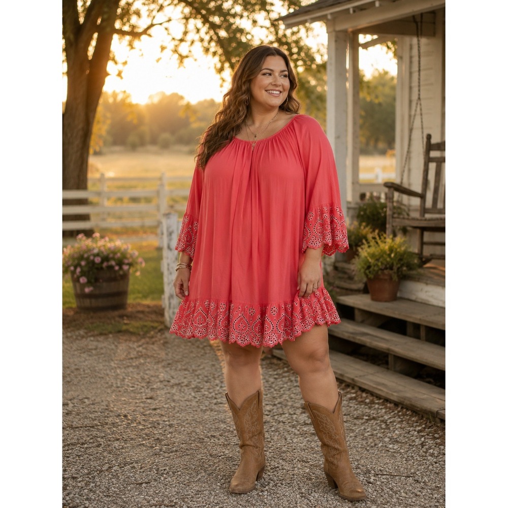 Sweet‎ Magnolia Prairie Barbiecore Oversized Tunic Viscose Dress XL